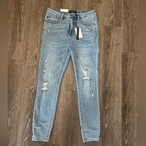 Judy Blue Light Blue Distressed Skinny Jeans